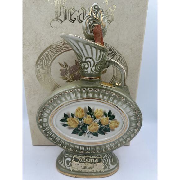 Jim Beam 1969 Vintage Decanter Regal China Bottle Yellow Rose Bottle With Box - Picture 2 of 6